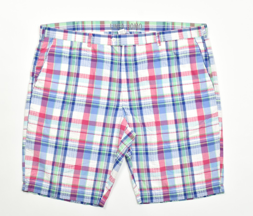 Linea Uomo Men Plaid Seersucker Shorts Size 48 Multi-Color Checked Flat Front